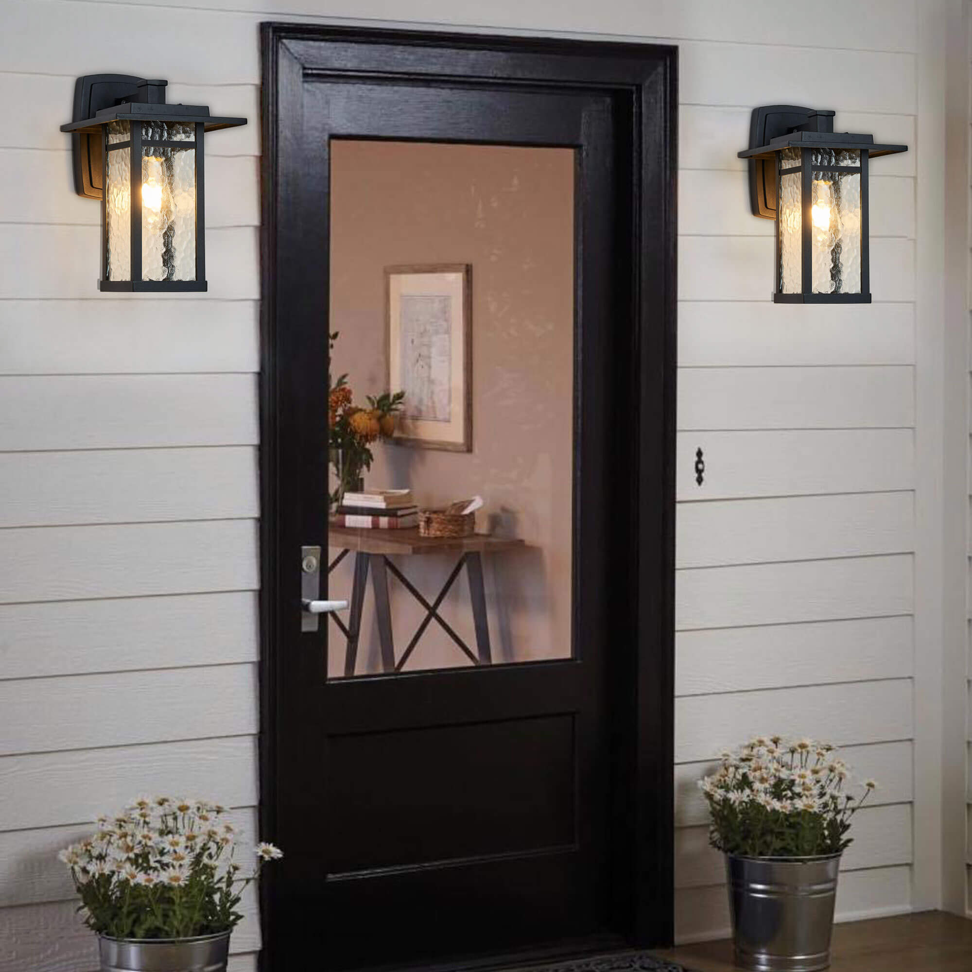 Farmhouse-Matte-Black-Frosted-Glass-Lampshade-Outdoor-Wall-Lamp