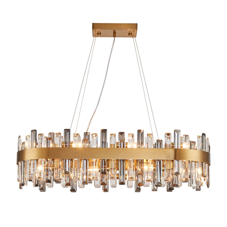 Gold Cross Crystal Bar Oval Chandelier