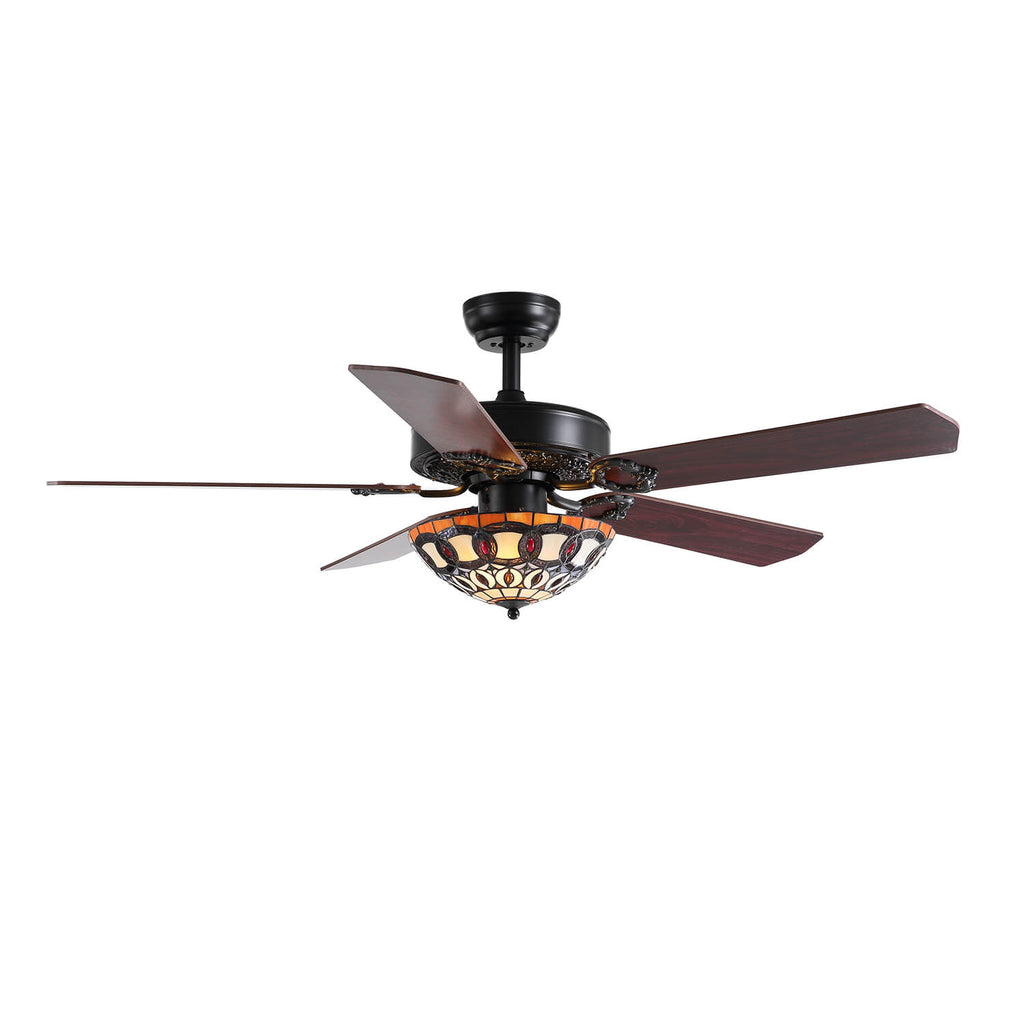 MOOONI-Ceiling-Fan-Light-Matte-Black- Tiffany-Art-Class-Fandelier-51“