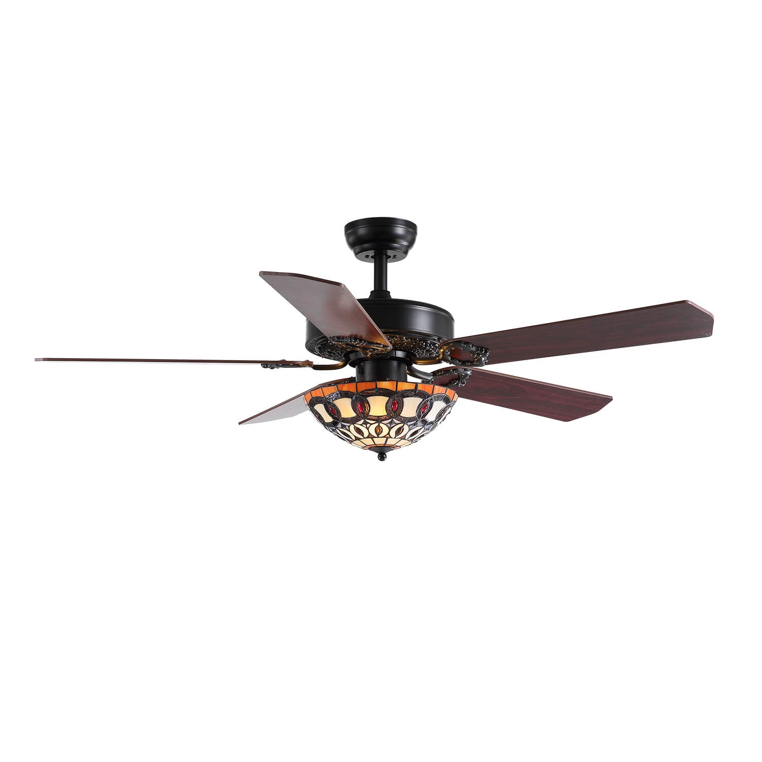MOOONI-Ceiling-Fan-Light-Matte-Black- Tiffany-Art-Class-Fandelier-51“