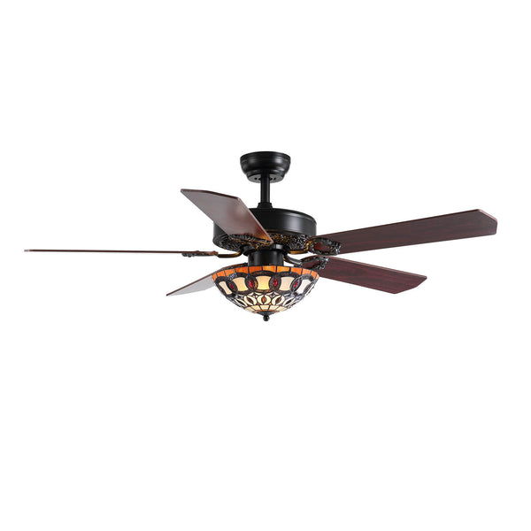 MOOONI-Ceiling-Fan-Light-Matte-Black- Tiffany-Art-Class-Fandelier-51“