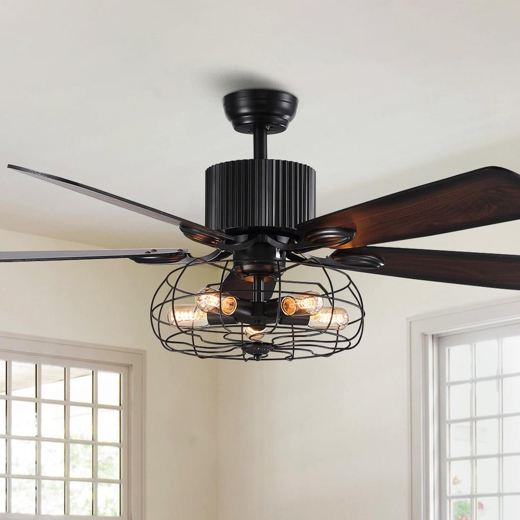 MOOONI-Ceiling-Fan-Light-Matte-Black-Finish-Industrial-Caged-Fandelier-52“
