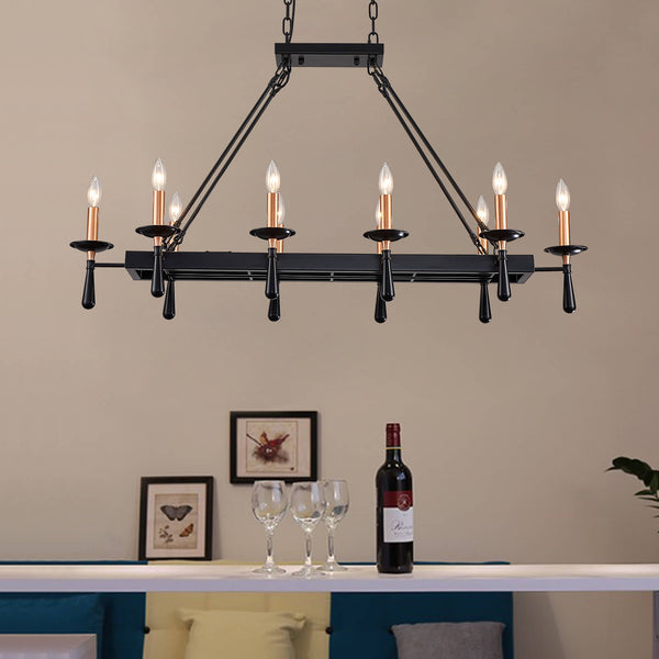 Rustic Candelabra Black Iron Frame Chandelier