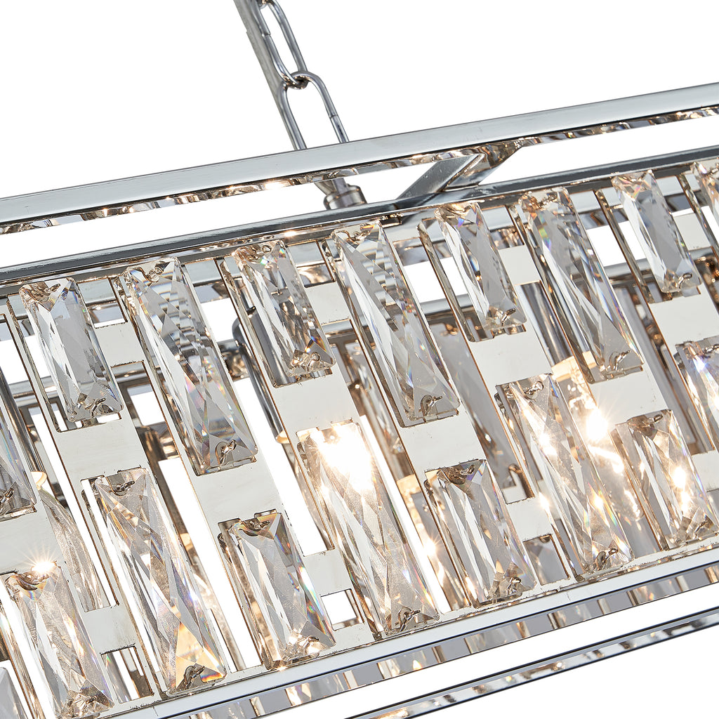 Silver Metal frame Rectangular Crystal Chandelier