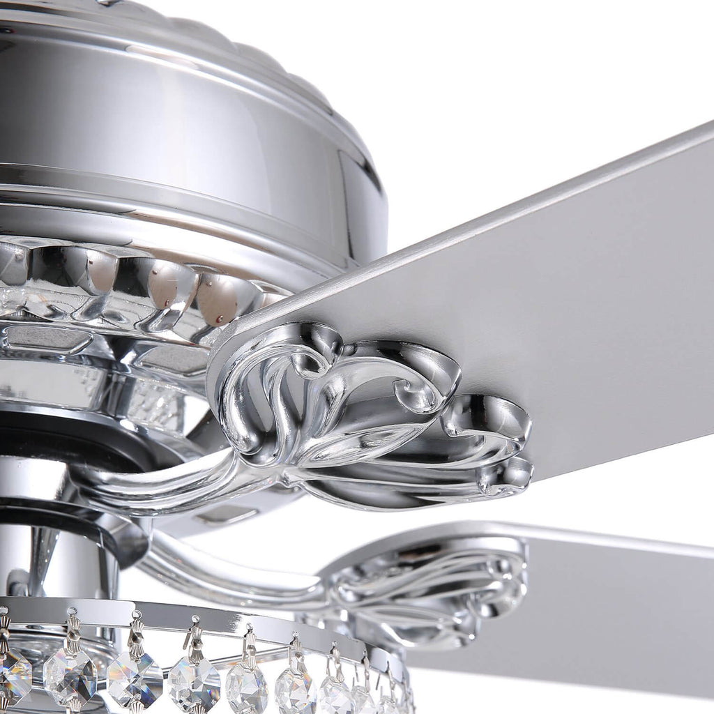 MOOONI-Ceiling-Fan-Light-Chrome-Double-Crystal-Octagonal-Beads-Fandelier-52“-Blade