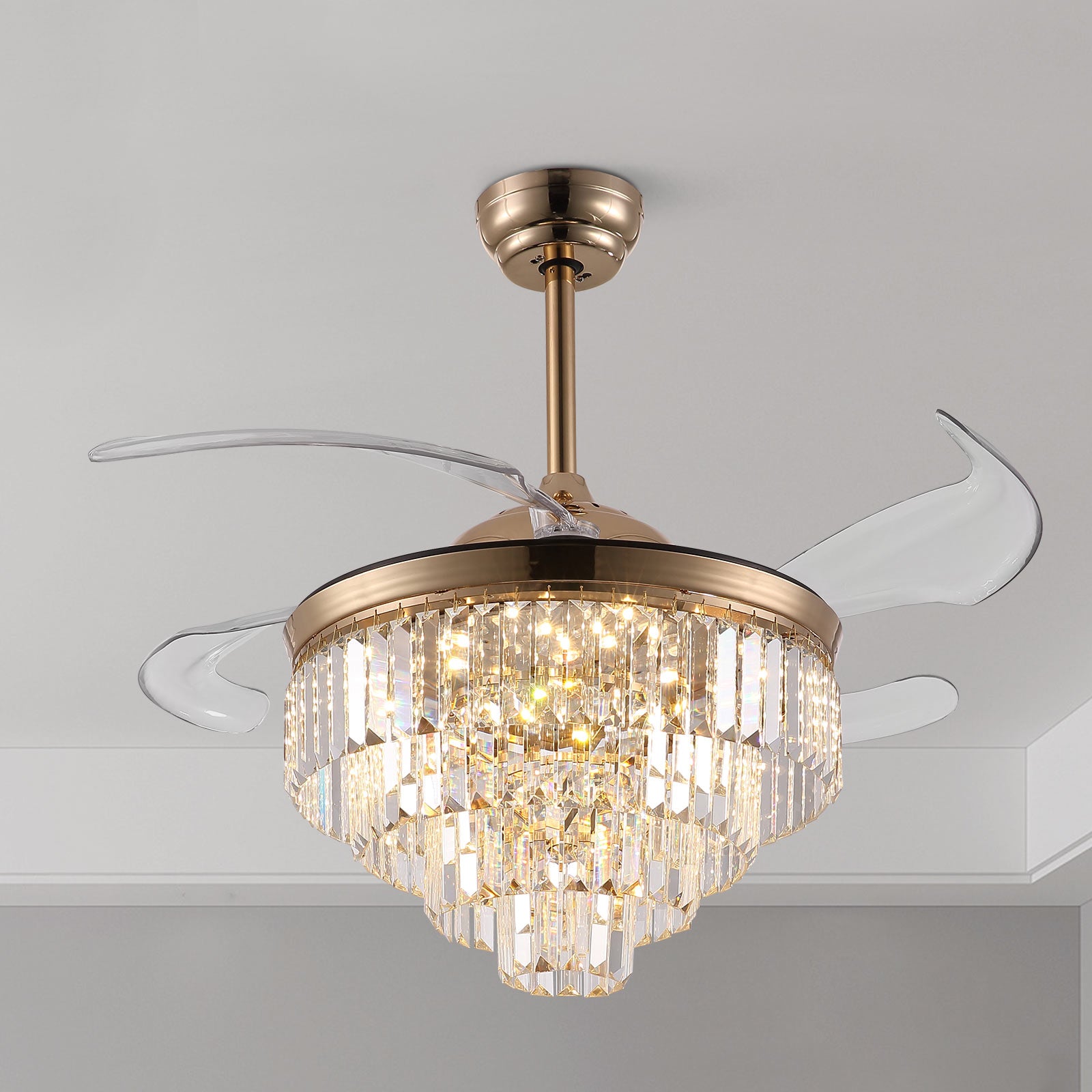 Top-Rated Crystal Gold Retractable l Fandelier