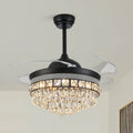 Top Rated Black Retractable Crystal Ceiling Fan Chandelier