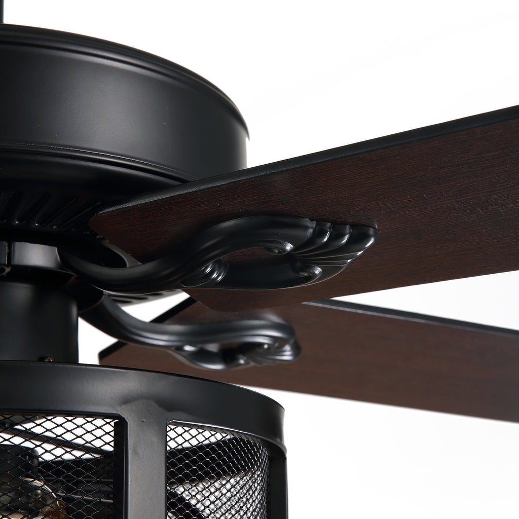 MOOONI-Ceiling-Fan-Light-Matte-Black-Vintage-Drum-Screen-Living-Room-Ceiling-Fan-50“-Wood-Blade