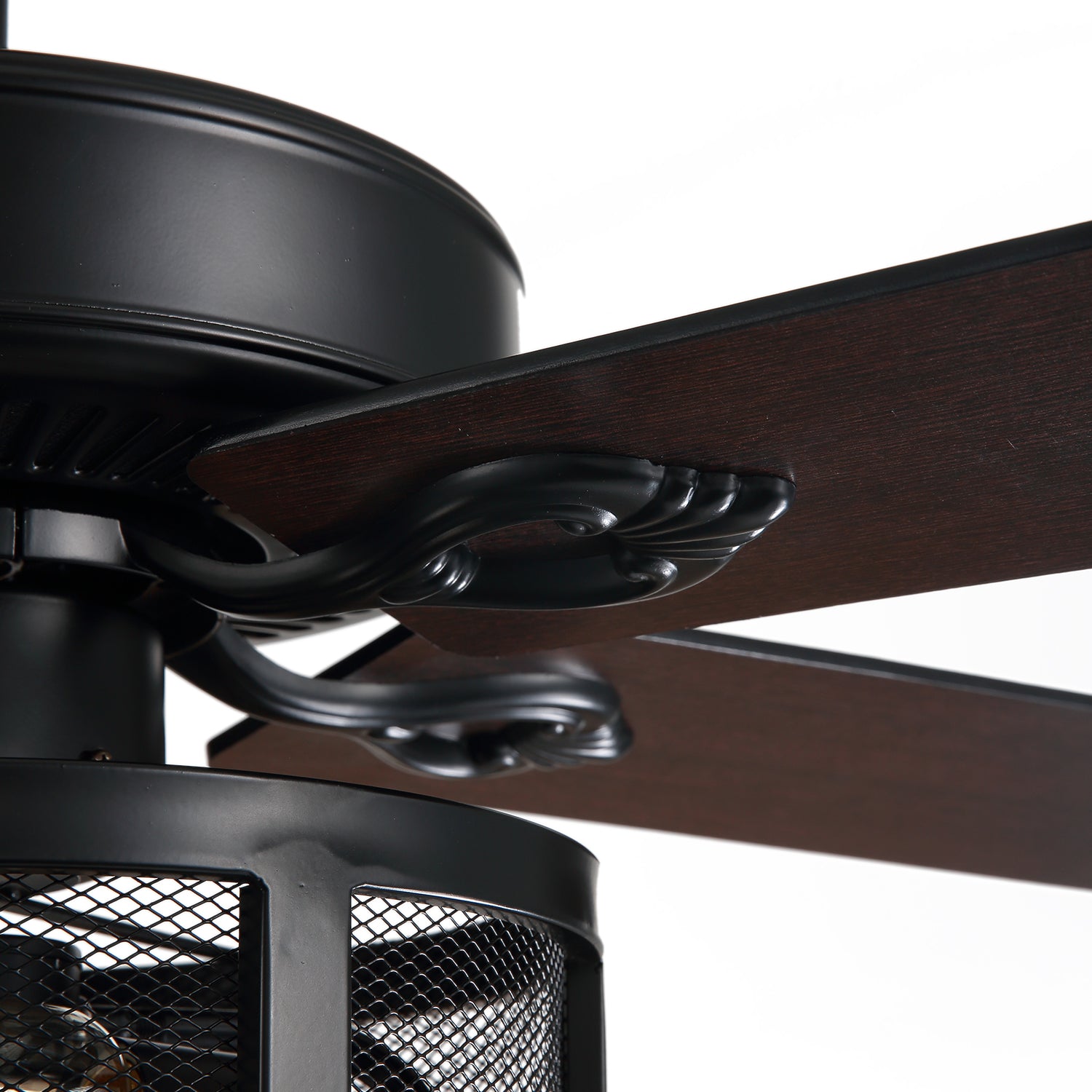 MOOONI-Ceiling-Fan-Light-Matte-Black-Vintage-Drum-Screen-Living-Room-Ceiling-Fan-50“-Wood-Blade