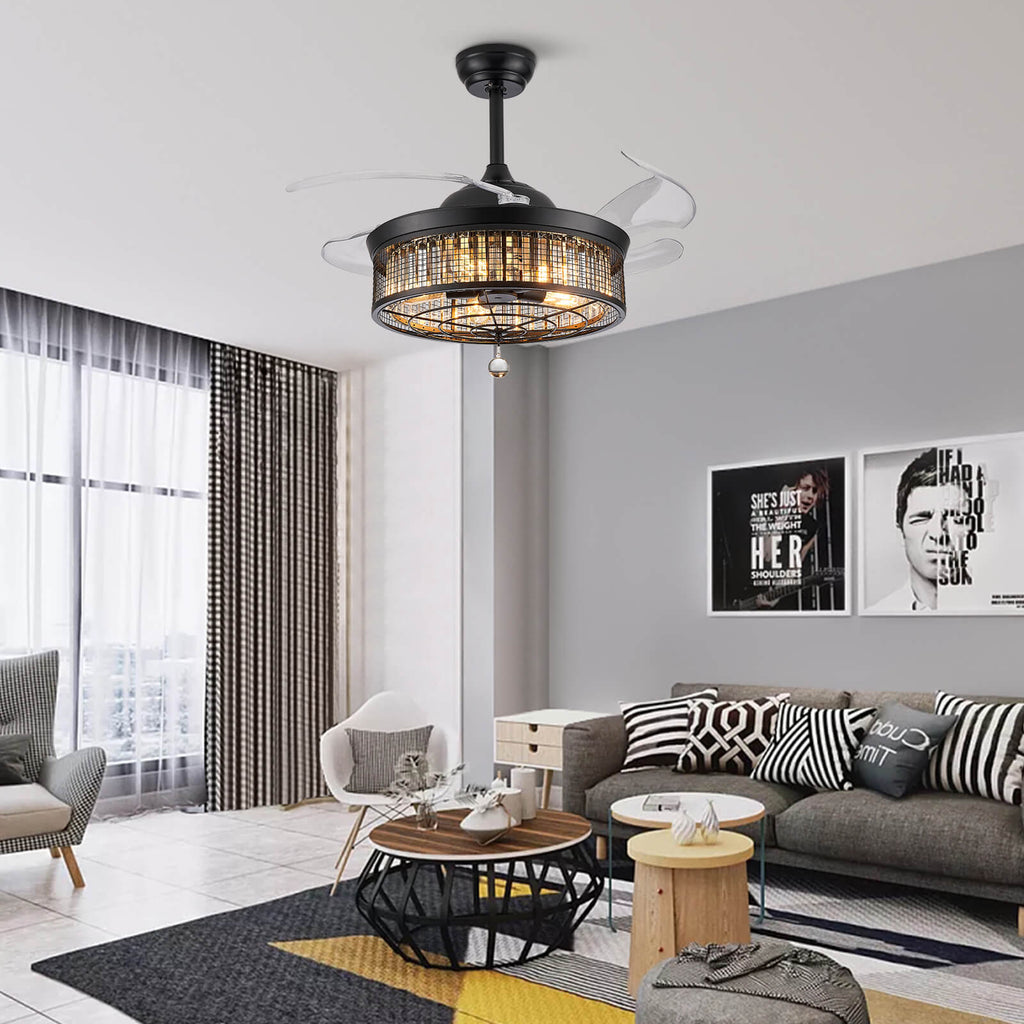 Gorgeous Mesh Caged Ceiling Fan With Light 42"