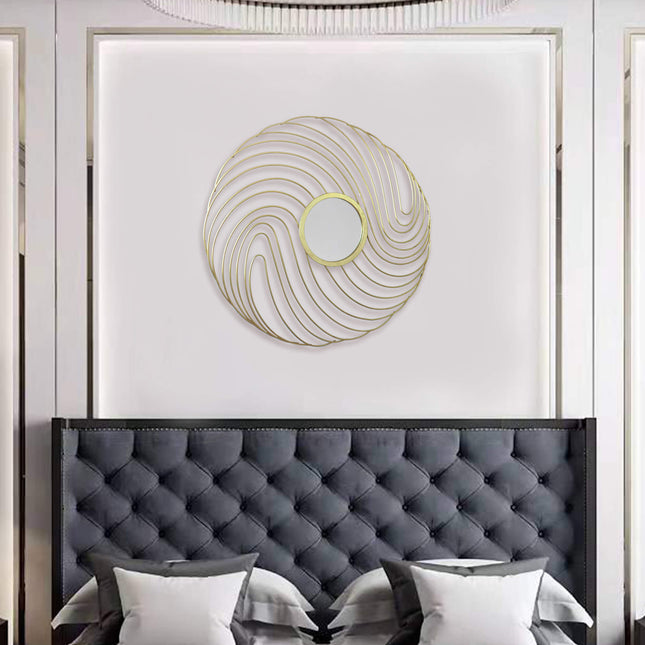 Modern-Spiral-Gold-Metal-Frame-Round -Wall-Mirror