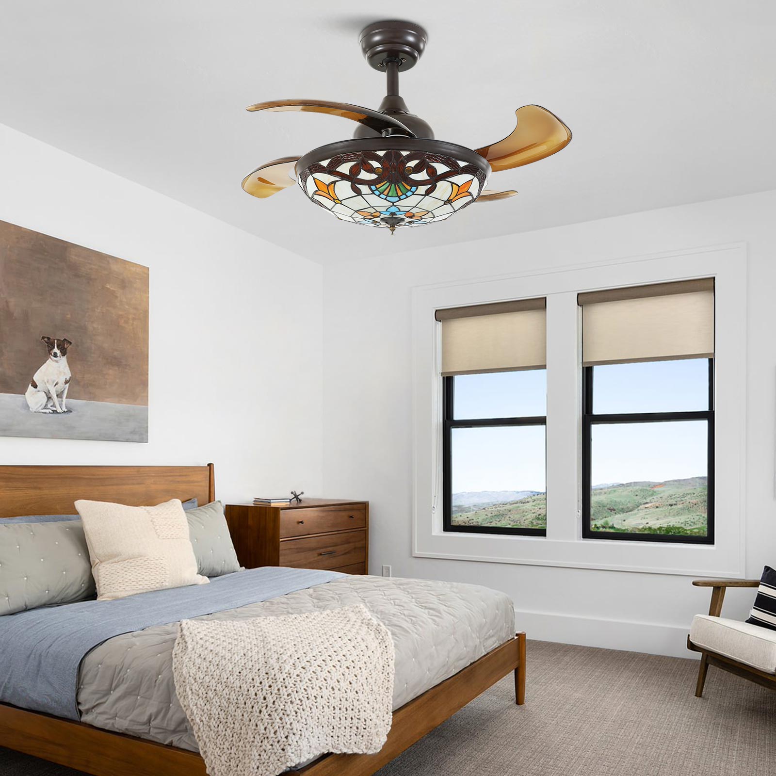 Tiffany Victorian Art Class Retractable Fandelier