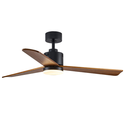 MOOONI-Ceiling-Fan-With-LED Strip-Matte-Black-Lampshade-52"-Wood-Blades