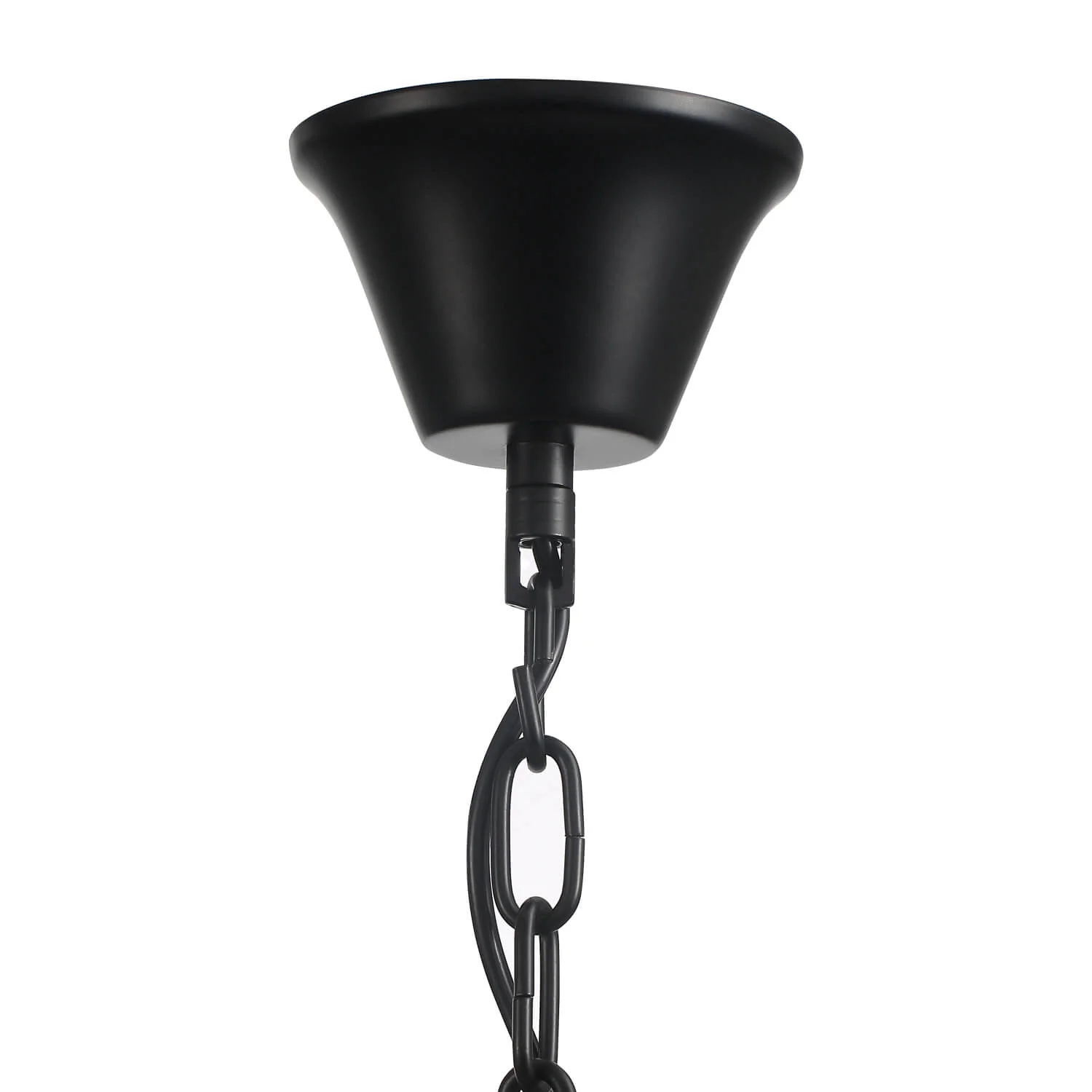 Round Matte Black Metal Grid Raindrop Crystal Chandelier