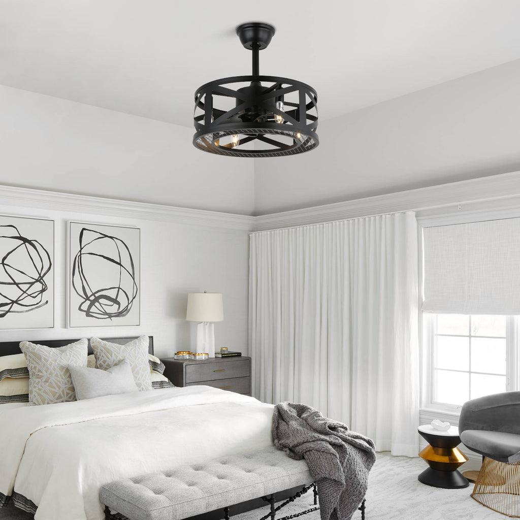 Small Industrial Fandelier For Bedroom