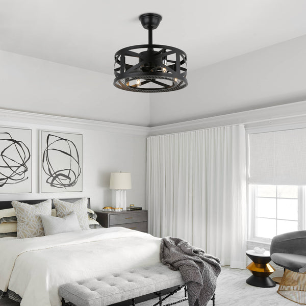 Small Industrial Fandelier For Bedroom