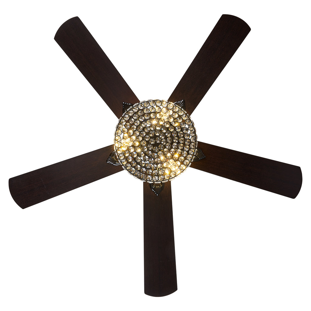 MOOONI-Ceiling-Fan-Light-Matte-Black-Industrial-Four Layer-Crystal-Fandelier-50“