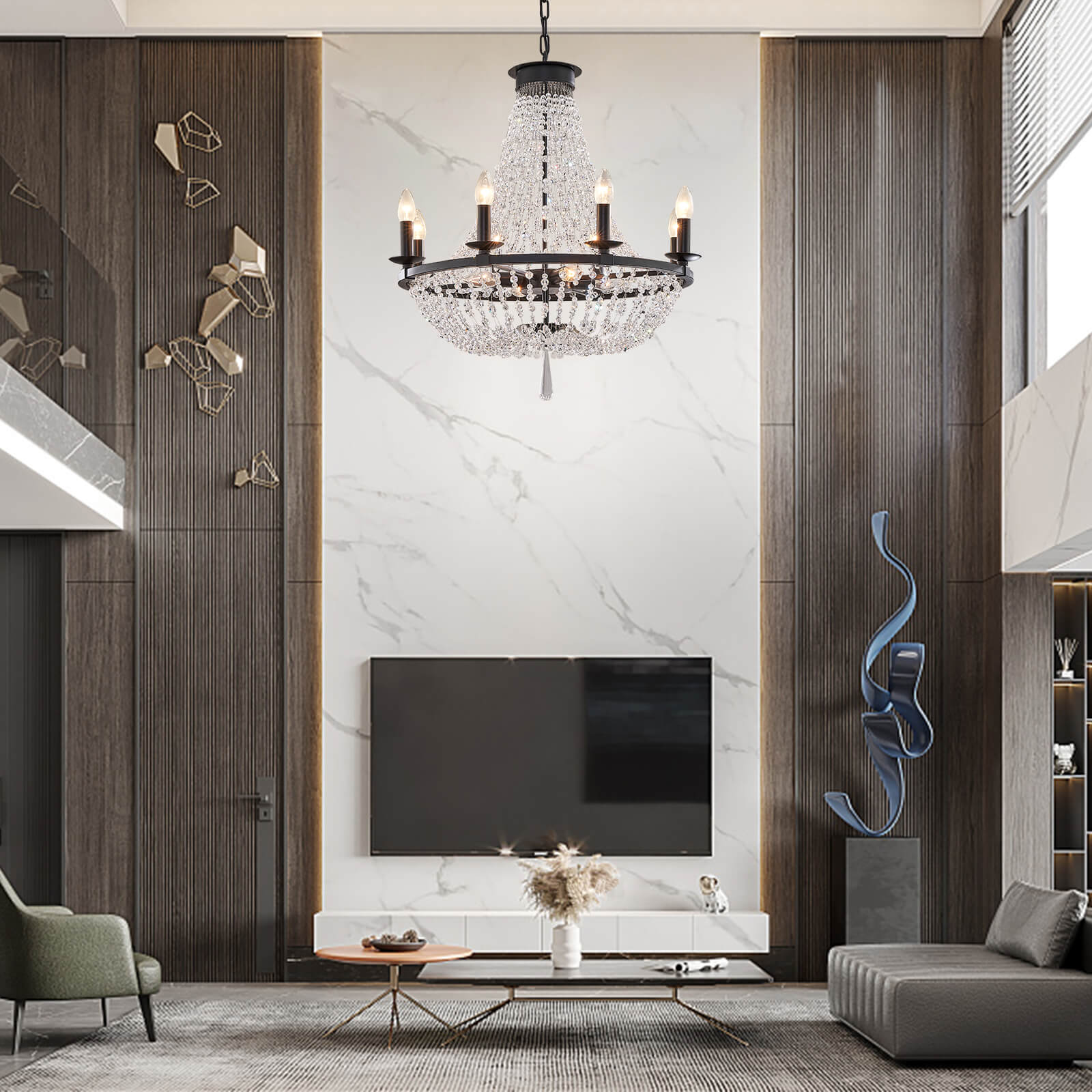 Victoria Candle Crystal Ceiling Light