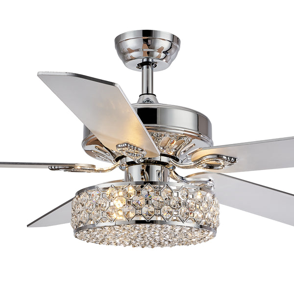 MOOONI-Ceiling-Fan-Light-Chrome-Vintage-Three-layer-Octagonal Beads-Crystal-Fandelier-50“