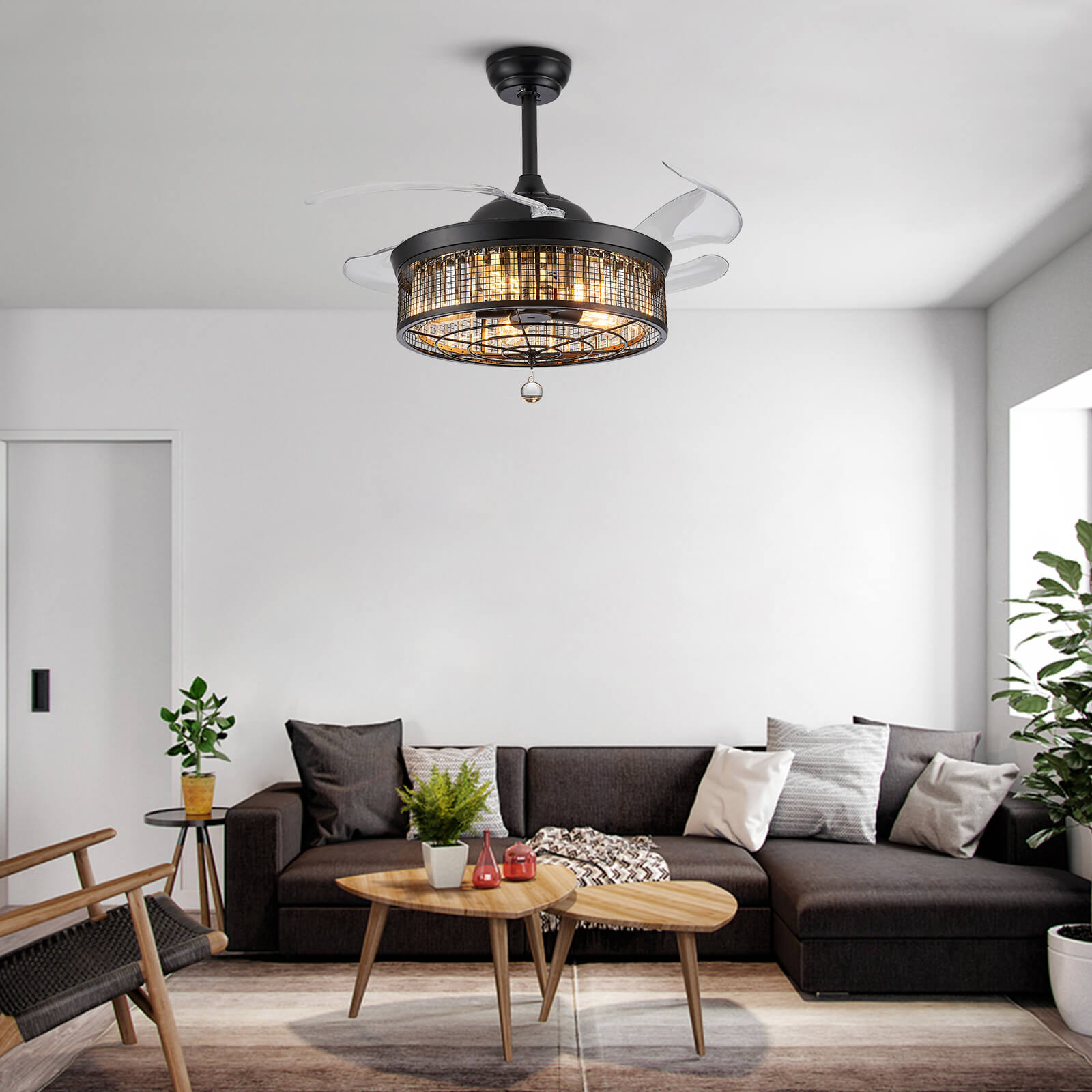 Gorgeous Mesh Caged Ceiling Fan With Light 42"