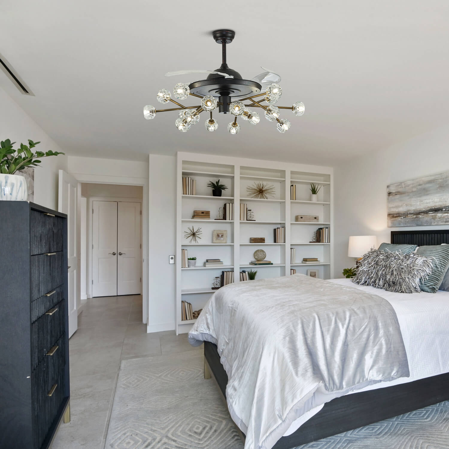 Newly-Upgraded Oil-Rubbed Bronze Vintage Crystal Fandelier