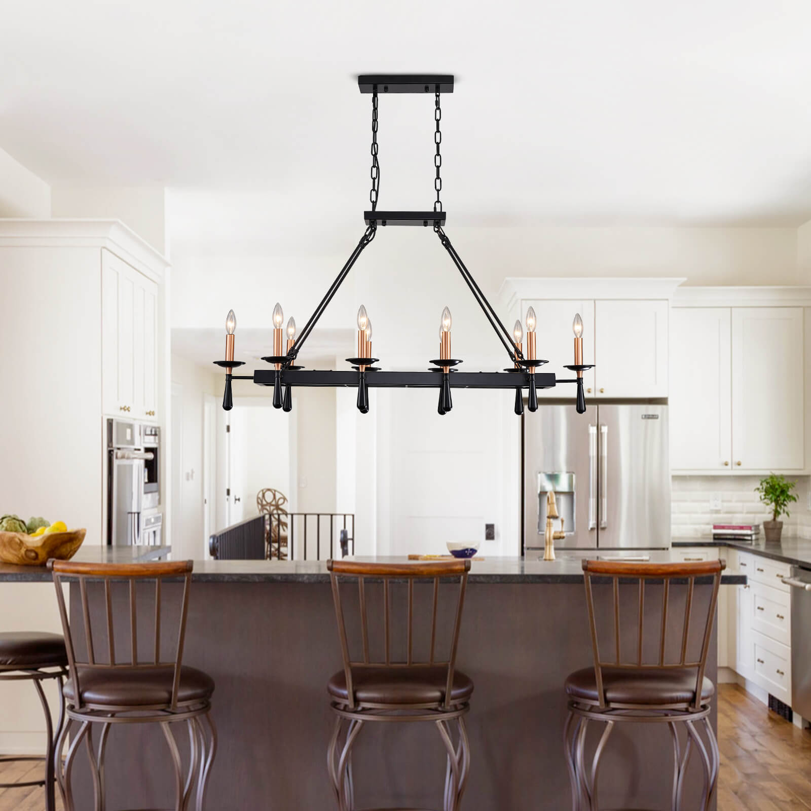 Rustic Candelabra Black Iron Frame Chandelier