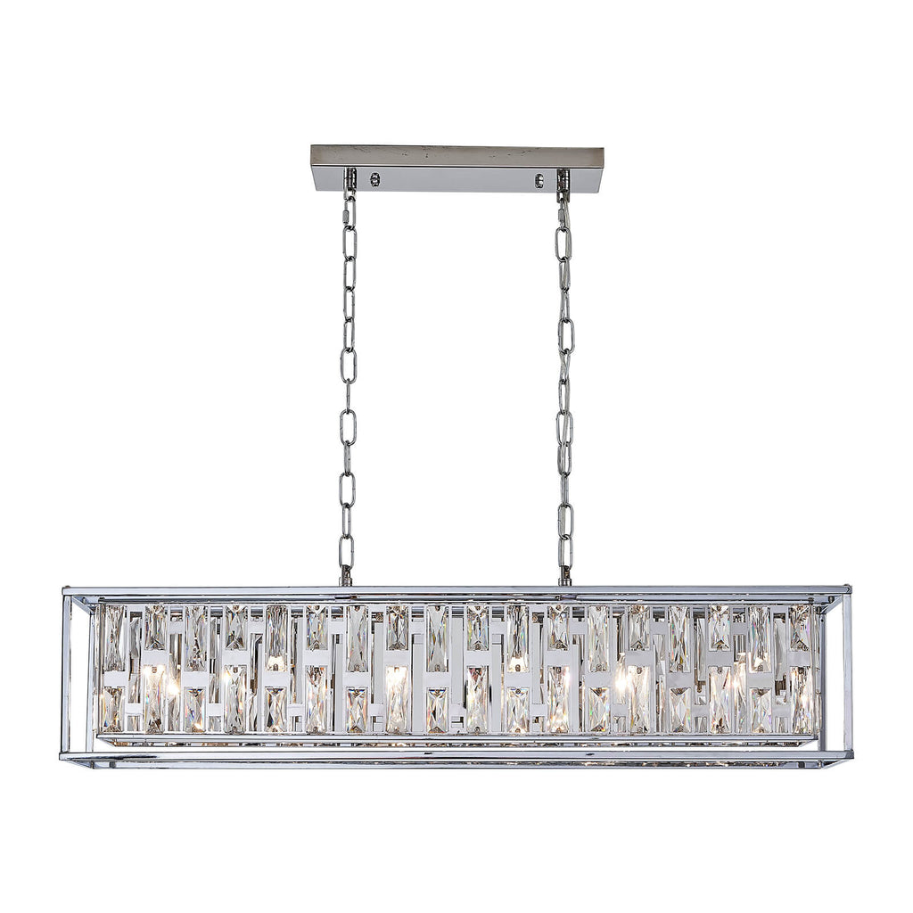 Silver Metal frame Rectangular Crystal Chandelier