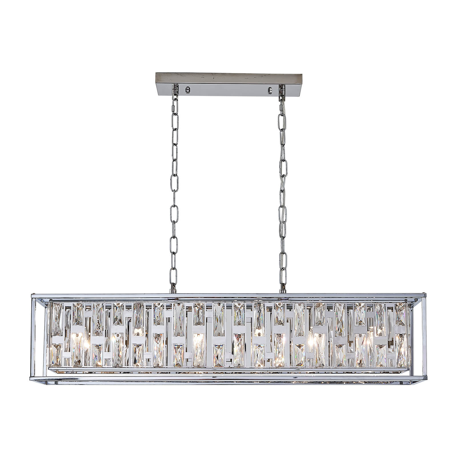Silver Metal frame Rectangular Crystal Chandelier