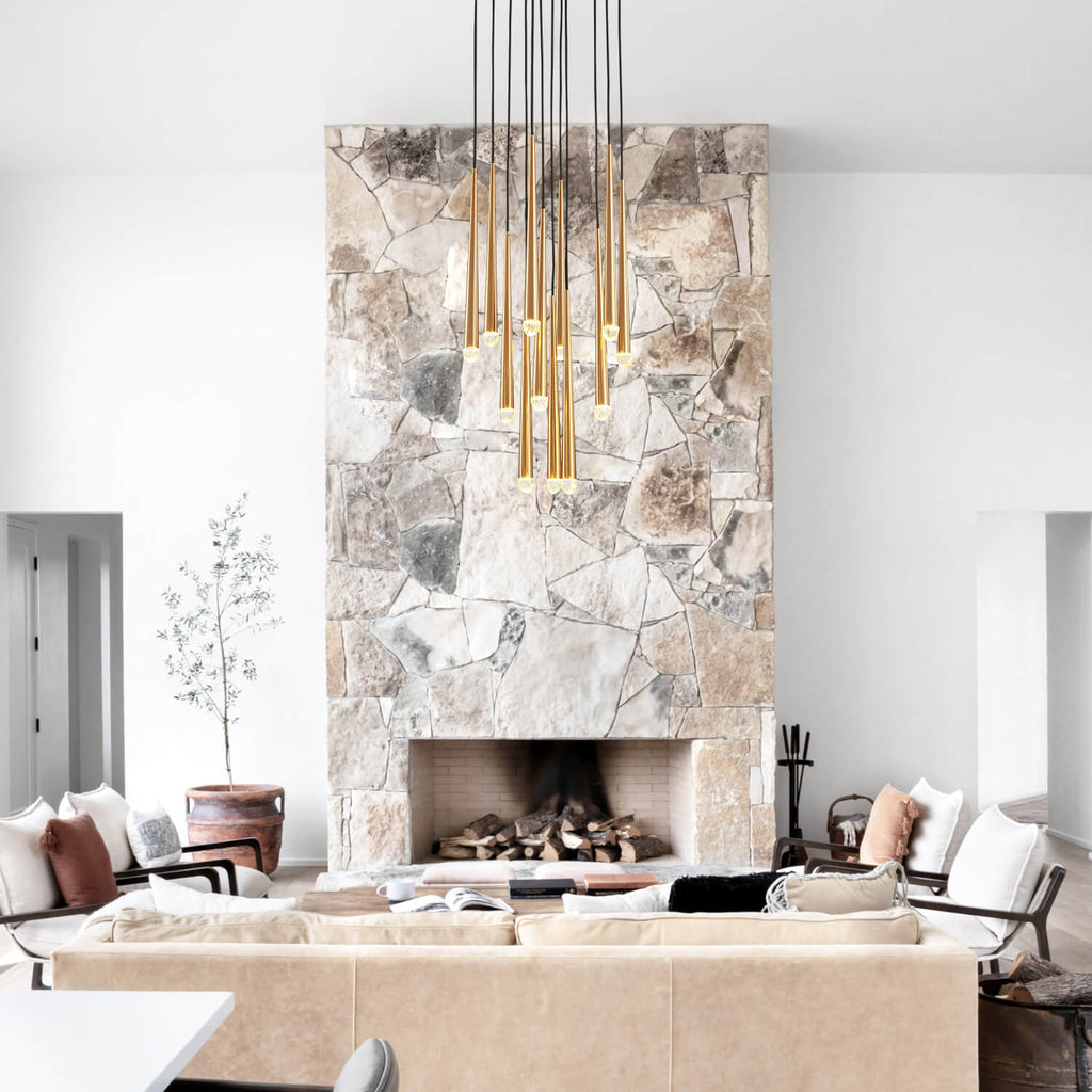 Gold Spinal Tube Combination Chandelier MOOONI LIGHTING