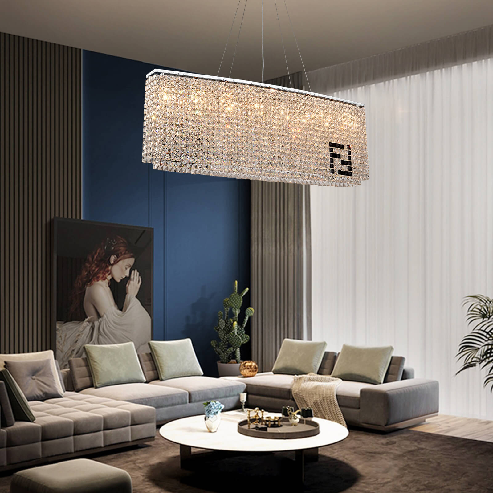 Rectangle Crystal Contemporary Chandelier