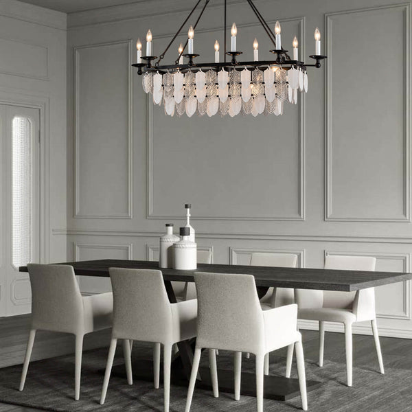 Modern-Matte-Black-Leaves-Candelabra-Rectangular-Pendant-Light-Dining-Room