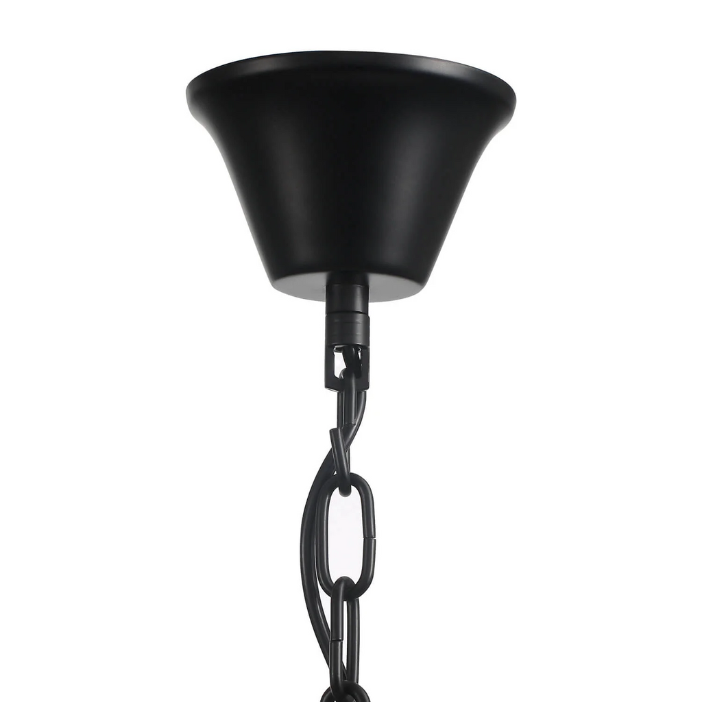 Round 15.7" Matte Black Metal Grid Raindrop Crystal Chandelier