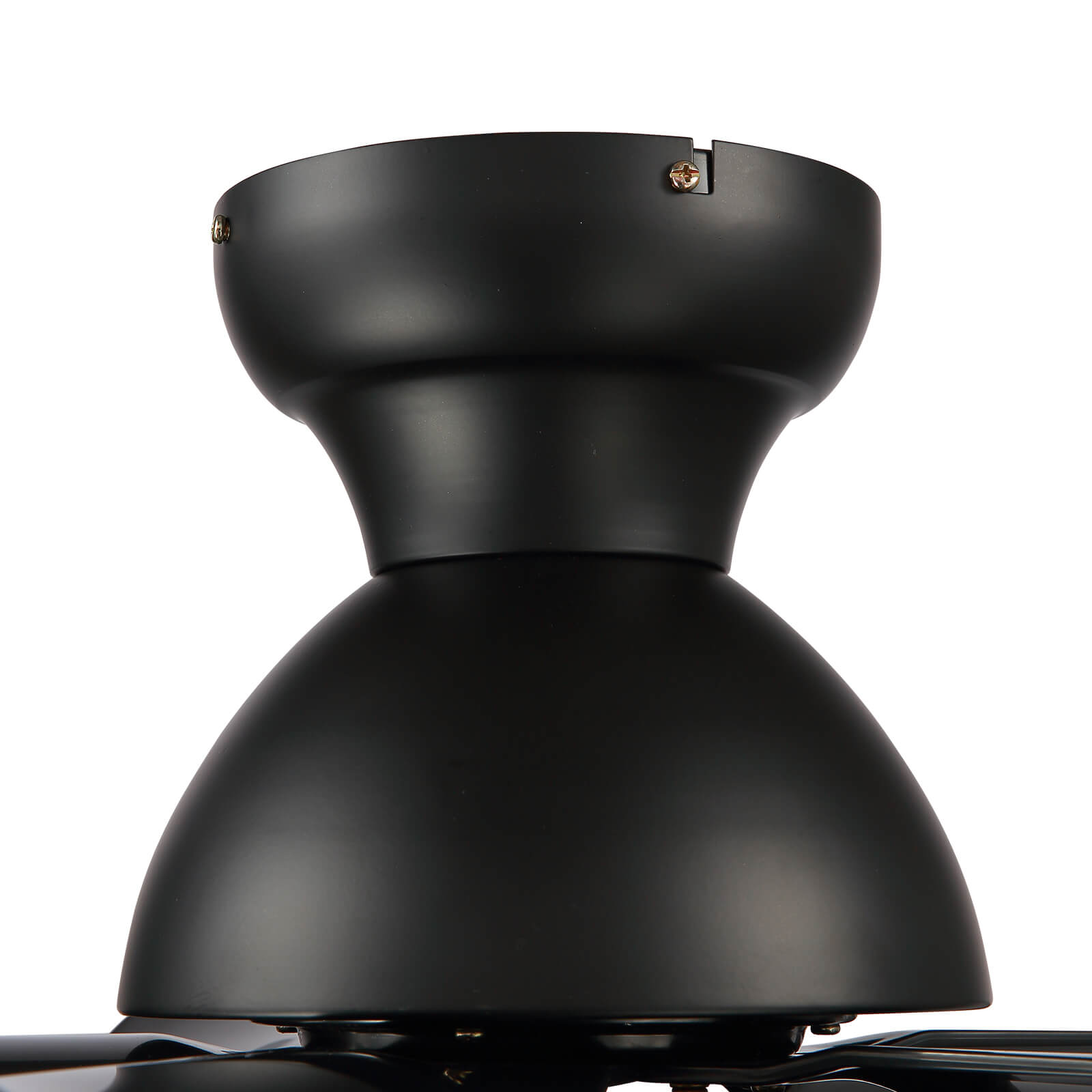 MOOONI-Hugger-Ceiling-Fan-With-Light-LED Strip-Matte-Black-Lampshade-Black-Wood-Blades