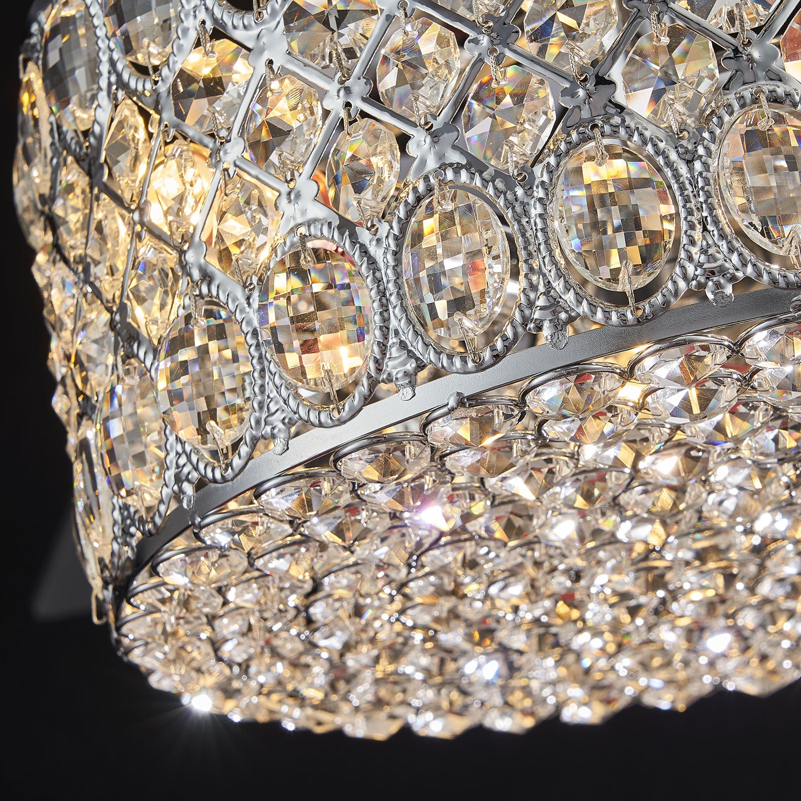 MOOONI-Ceiling-Fan-Light-Chrome-Vintage-Double-Oval-Triple-Octagonal-Beads-Crystal-Fandelier-50“-Lampshade