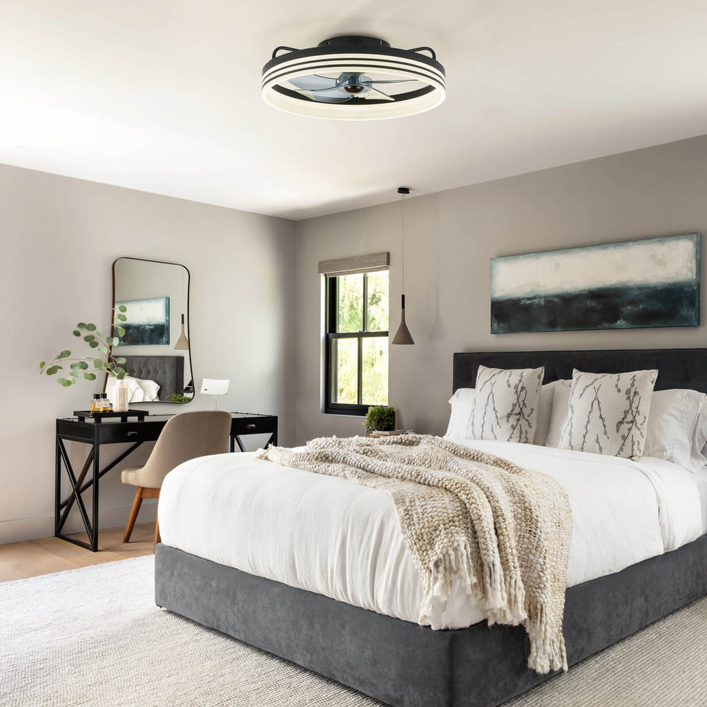 Modern Striated Black Fandelier