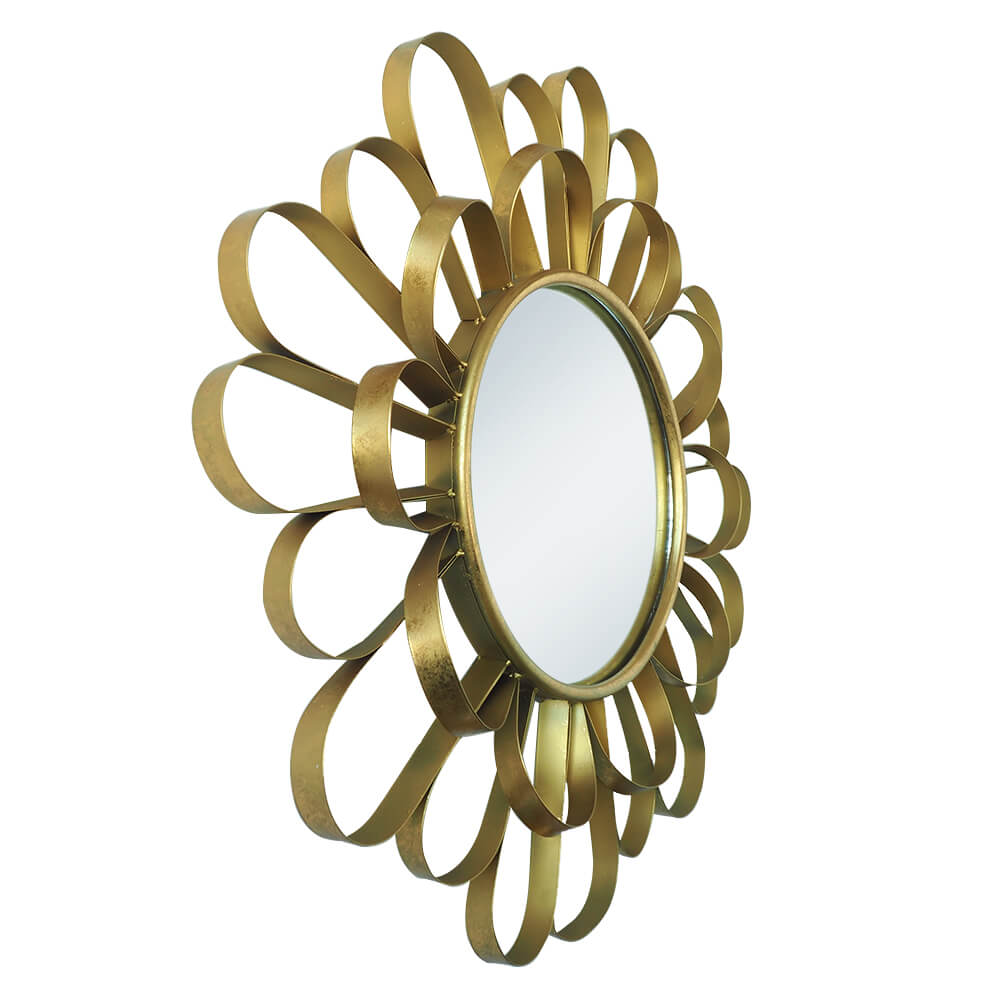 Modern-Round-Gold-Flower-Metal-Frame-Round -Wall-Mirror
