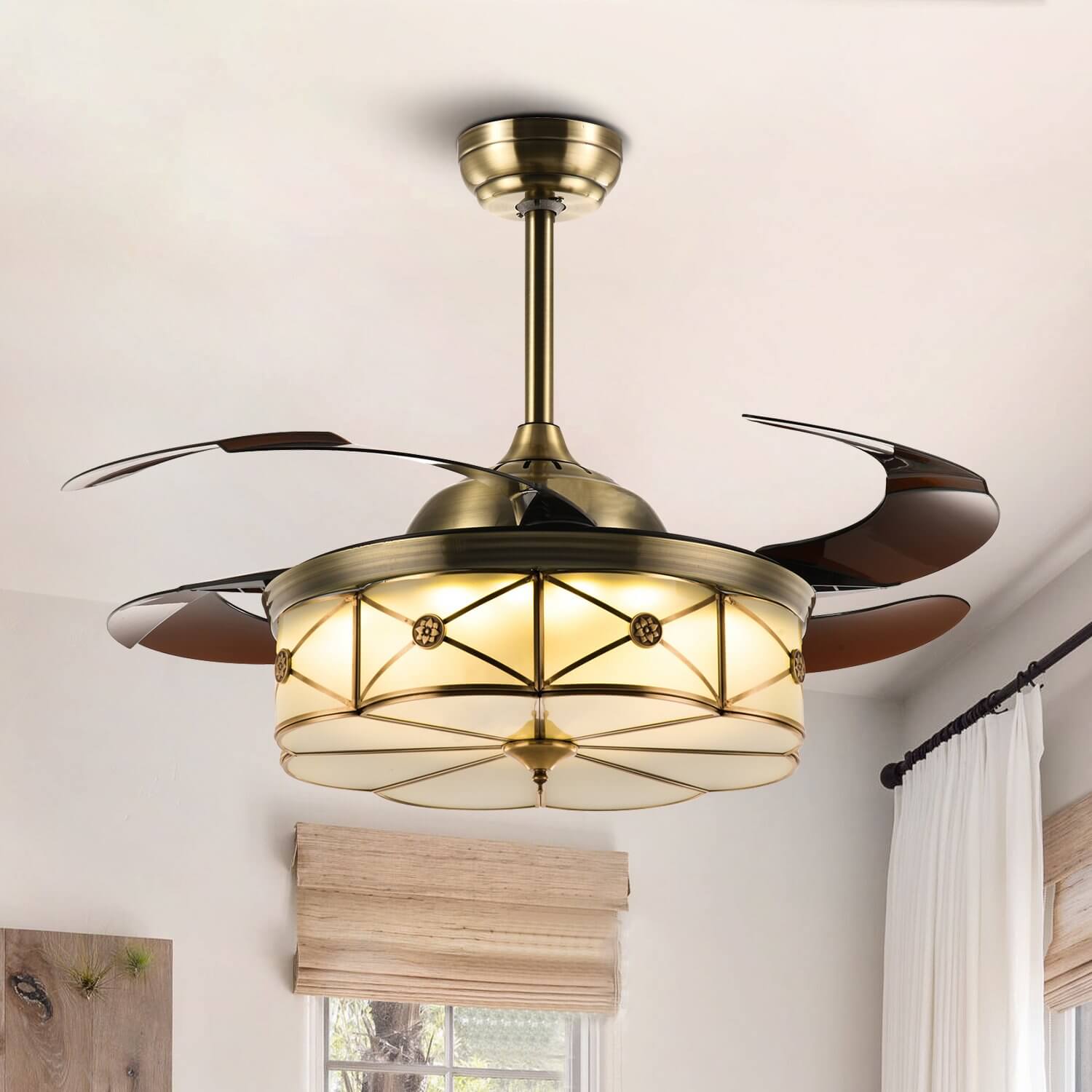 Farmhouse 6-Light Chandelier Ceiling Fan with Lights