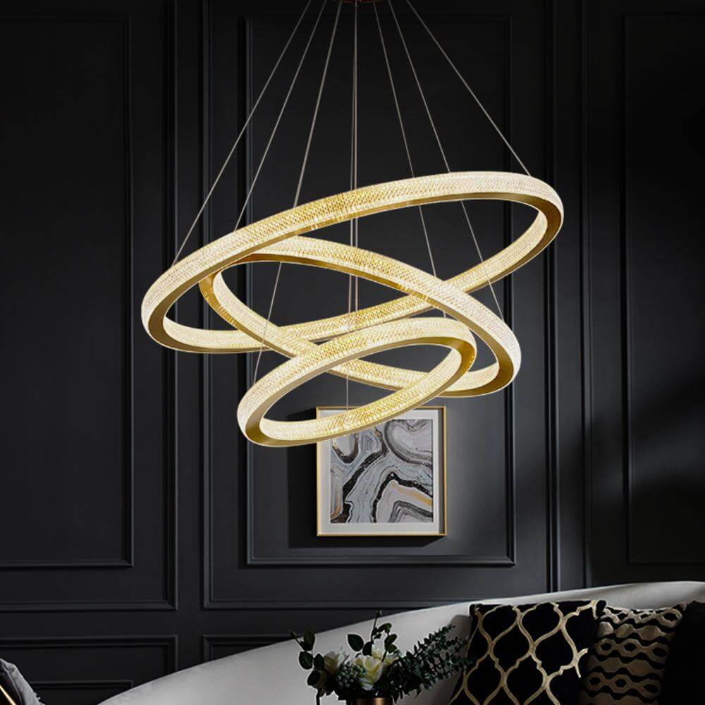 Buy Inside Ring Chandelier Light Modern LED Light Chandelier Light Fixture,  Pendant Lights for Ceiling Hanging Lights for Home Decoration Black Body  300/450/600 mm - Y-4052 Yamuna Industries Online at Low Prices