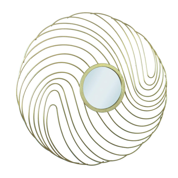 Modern-Spiral-Gold-Metal-Frame-Round -Wall-Mirror