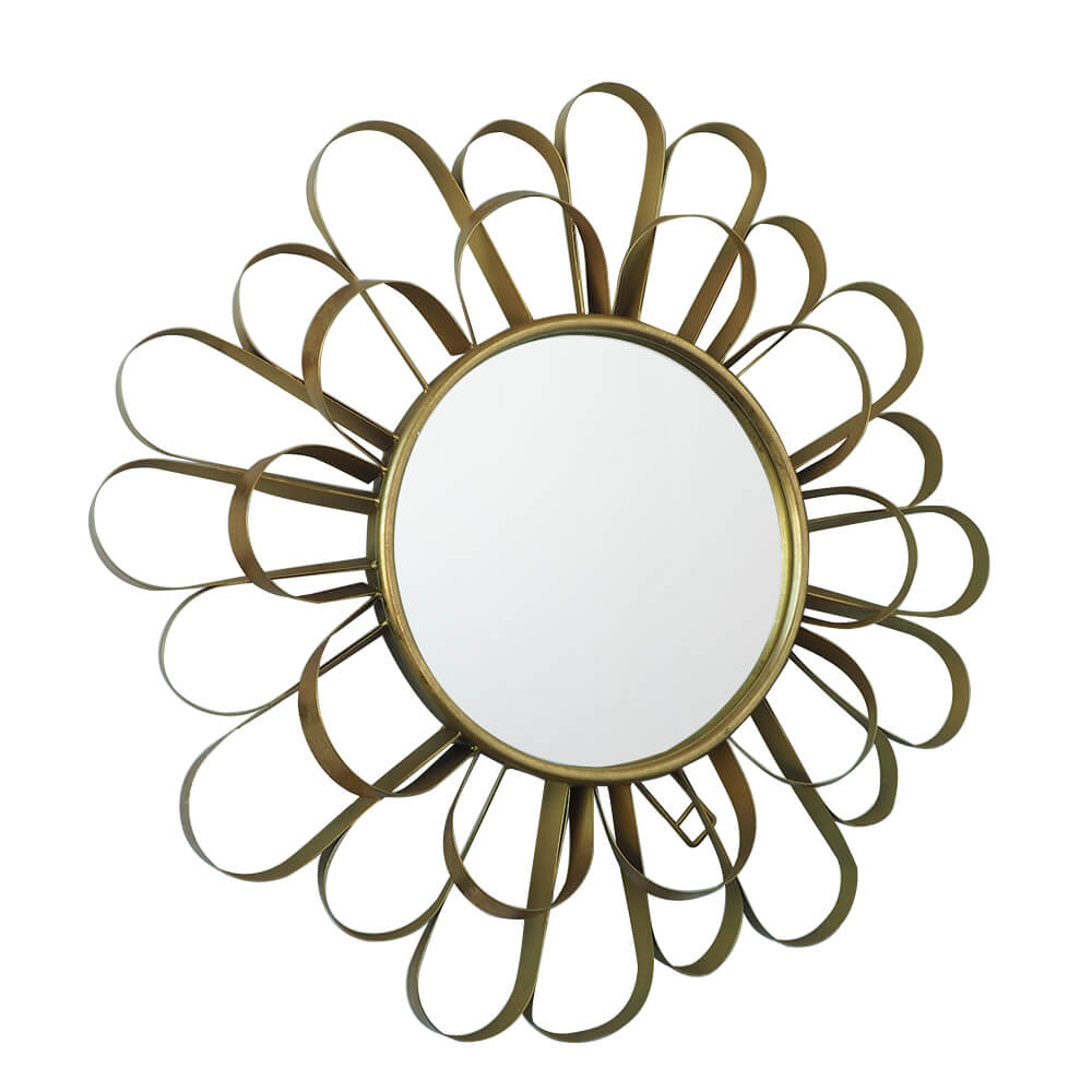 Modern-Round-Gold-Flower-Metal-Frame-Round -Wall-Mirror