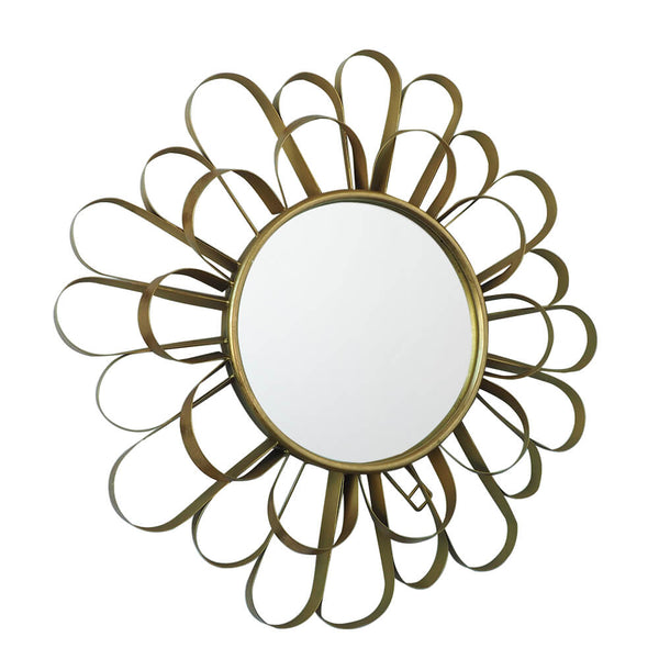 Modern-Round-Gold-Flower-Metal-Frame-Round -Wall-Mirror
