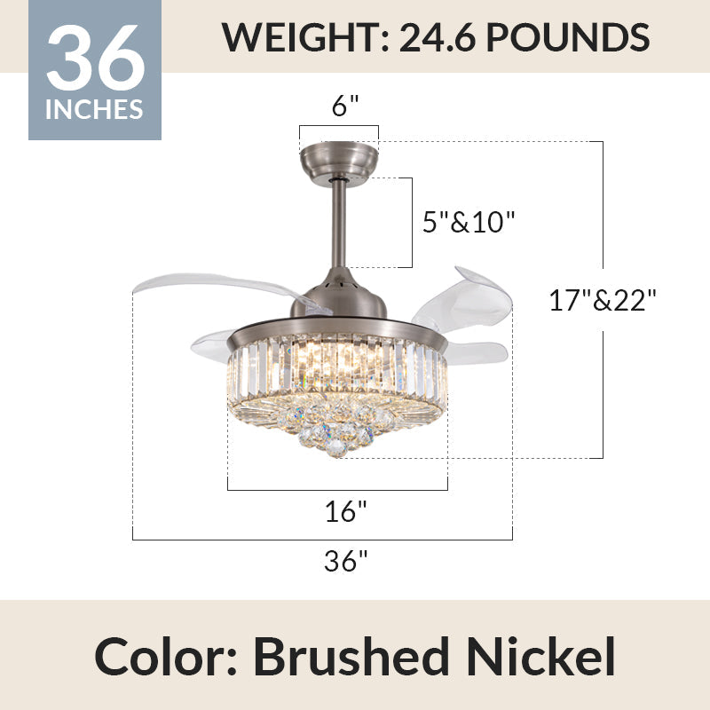 Classic Brushed Nickel Retractable All-in-One Fandelier