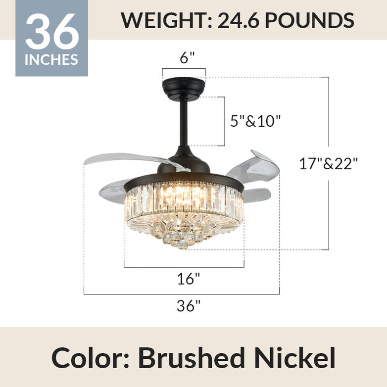 Classic Brushed Nickel Retractable All-in-One Fandelier
