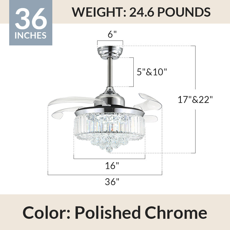 Dimmable Chandelier Ceiling Fan With