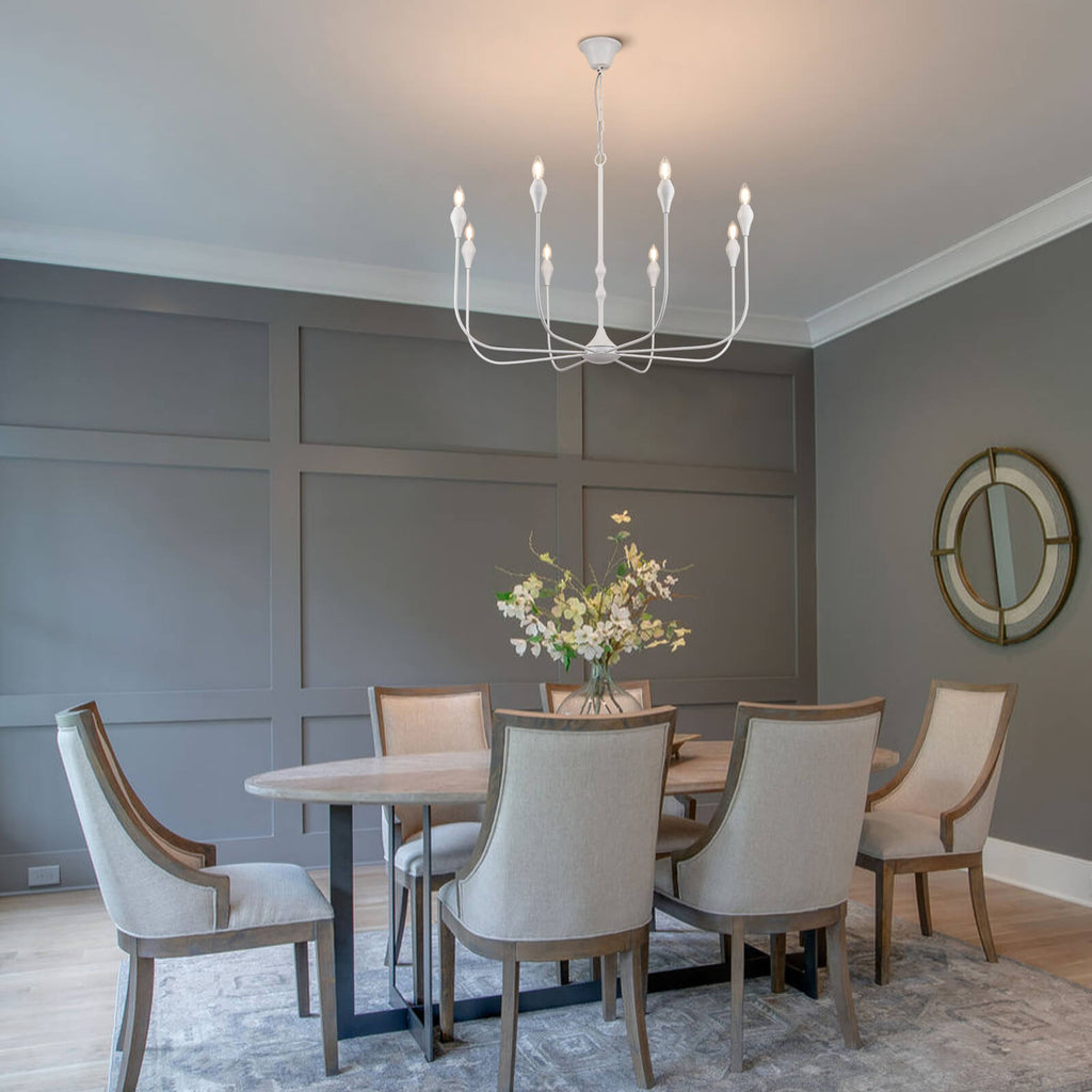 White Teardrop Candle Chandelier 8 Lights