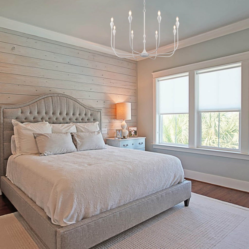 White Teardrop Candle Chandelier 8 Lights