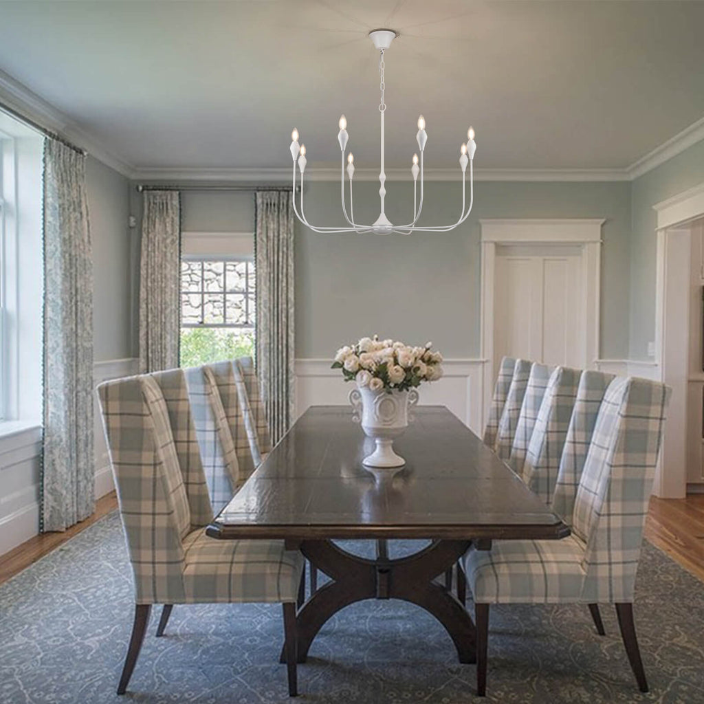 White Teardrop Candle Chandelier 8 Lights