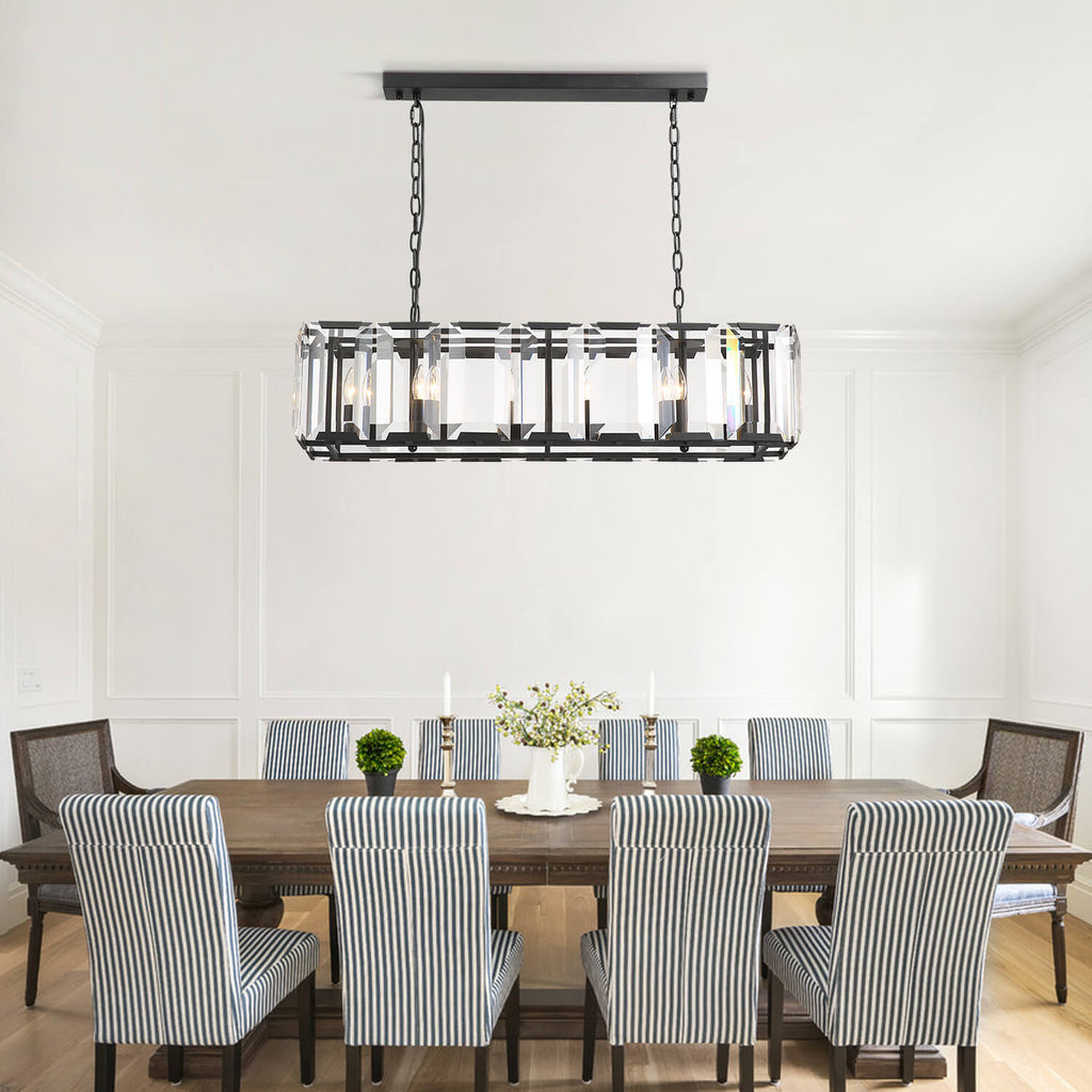 MOOONI-Rectangular-Matte-Black-Farmhouse-Wide-Crystal-Chandelier-Dining-Room