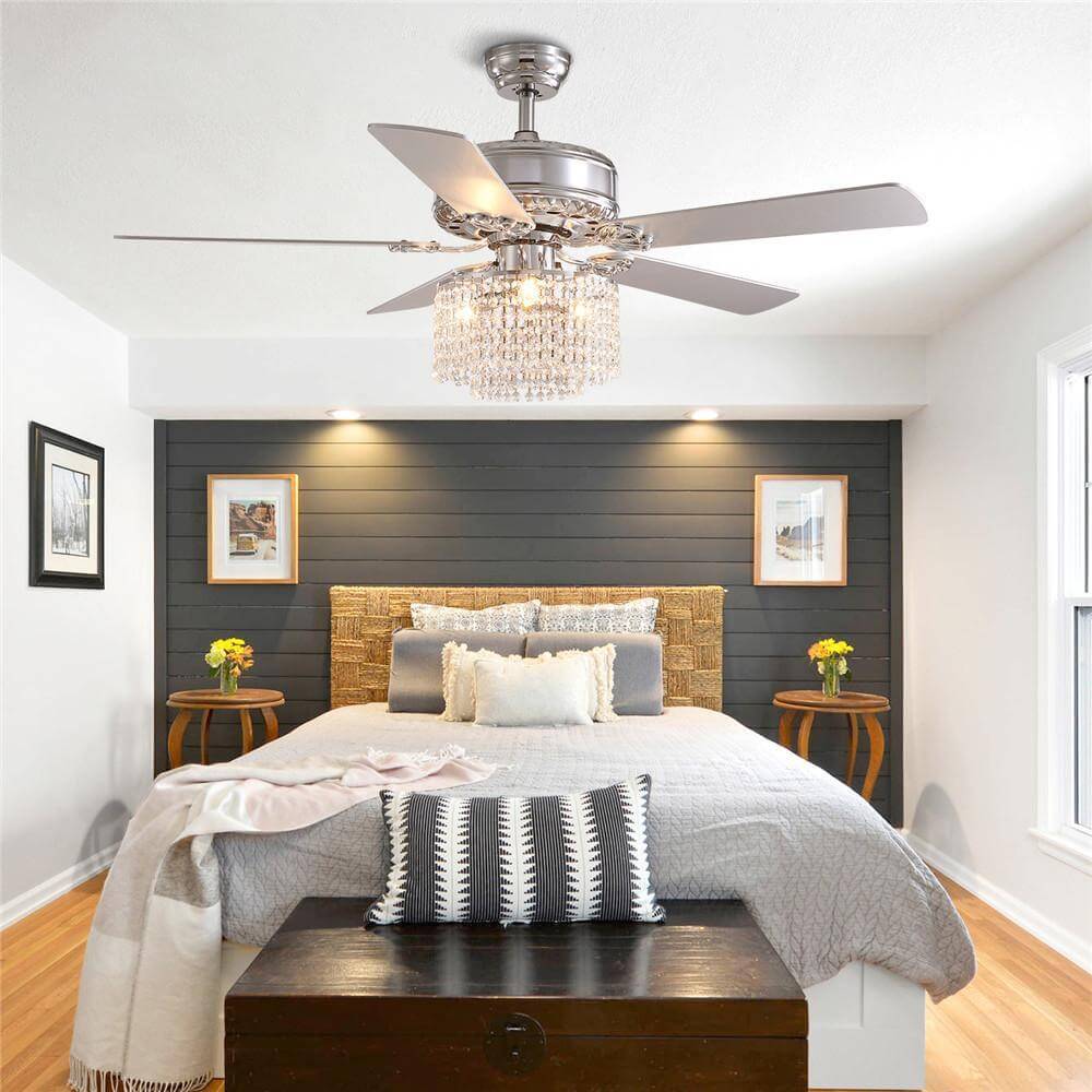 MOOONI-Ceiling-Fan-Light-Chrome-Double-Crystal-Octagonal-Beads-Fandelier-52“-Bedroom