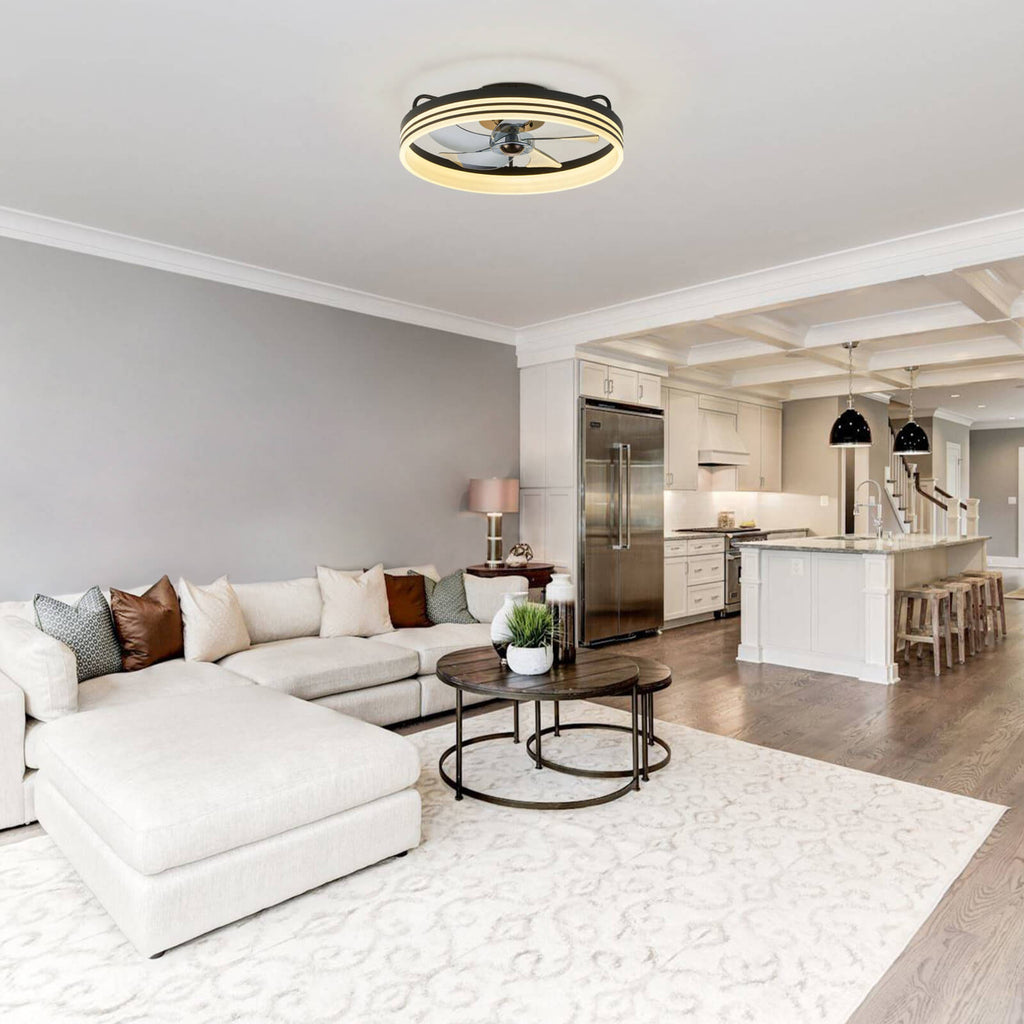 Modern Striated Black Fandelier